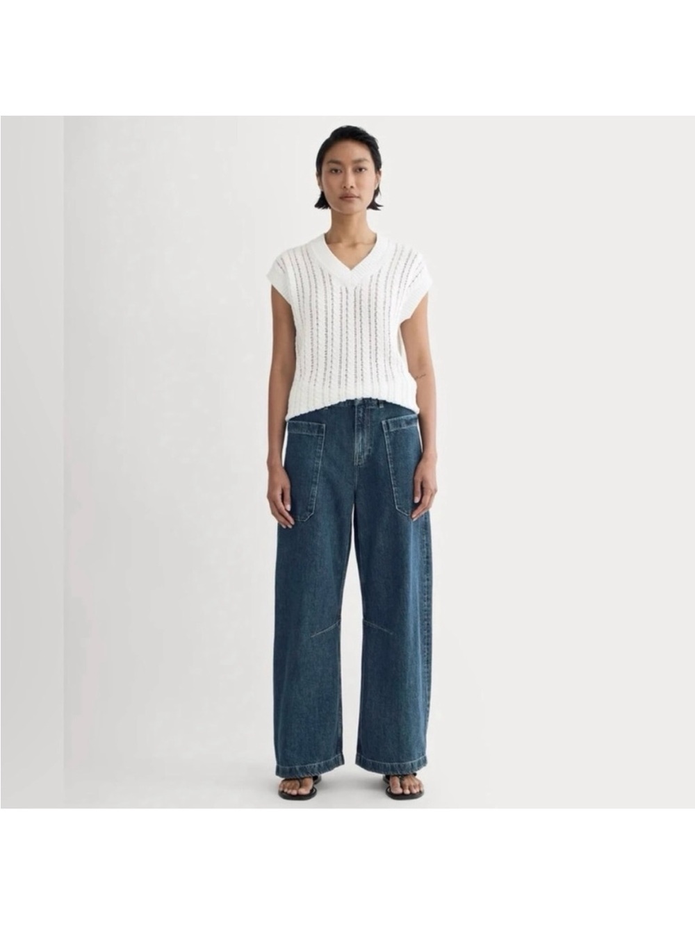 Everlane The Gardener Pull On Jean Mid Indigo Crafter Wide Leg 24